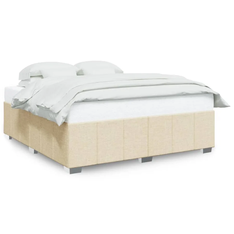 Cadre de lit sans matelas crème 180x200 cm tissu - 2