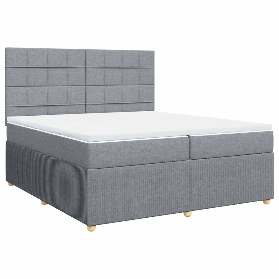 Sommier à lattes de lit avec matelas Gris clair 200x200cm Tissu - 2