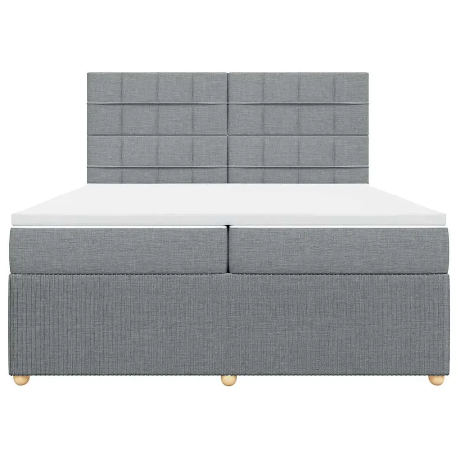 Sommier à lattes de lit avec matelas Gris clair 200x200cm Tissu - 4