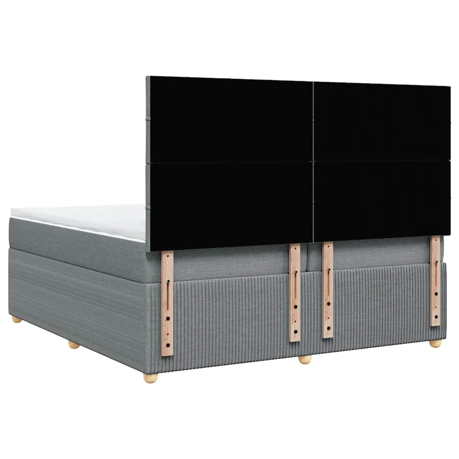Sommier à lattes de lit avec matelas Gris clair 200x200cm Tissu - 6