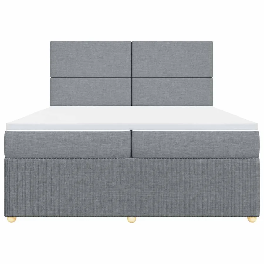 Sommier à lattes de lit avec matelas Gris clair 200x200cm Tissu - 4