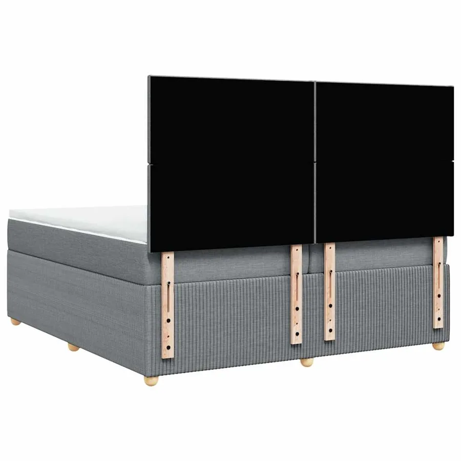 Sommier à lattes de lit avec matelas Gris clair 200x200cm Tissu - 6