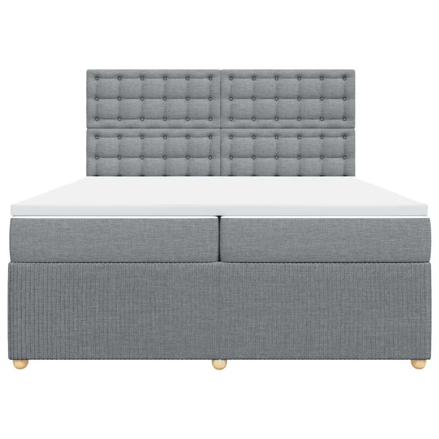Sommier à lattes de lit avec matelas Gris clair 200x200cm Tissu - 4