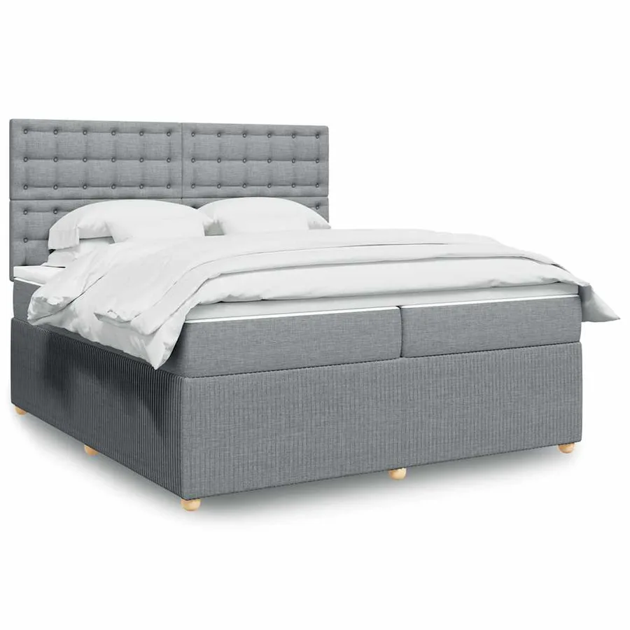 Sommier à lattes de lit avec matelas Gris clair 200x200cm Tissu - 5