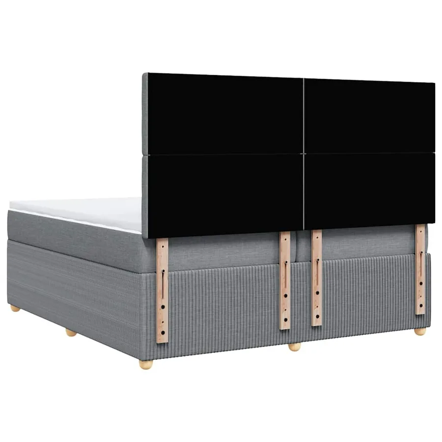 Sommier à lattes de lit avec matelas Gris clair 200x200cm Tissu - 6