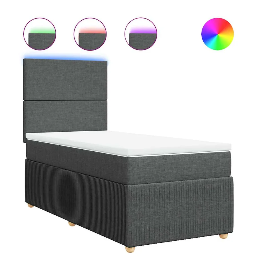 Sommier à lattes de lit avec matelas Gris foncé 80x200 cm Tissu - 2