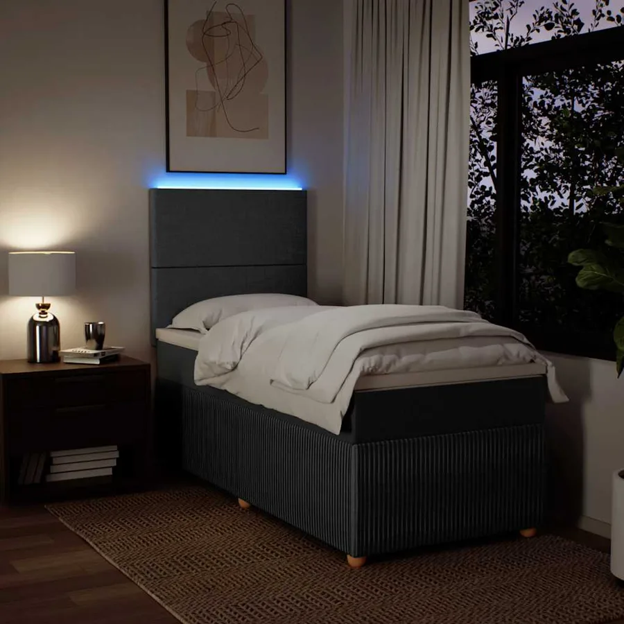 Sommier à lattes de lit avec matelas Gris foncé 80x200 cm Tissu - 4