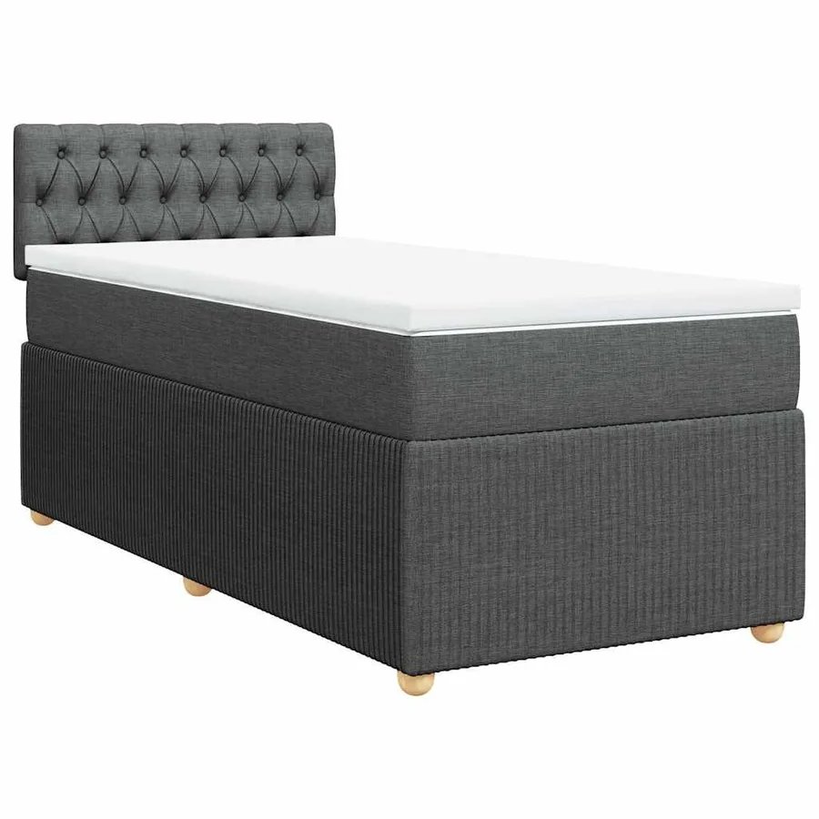 Sommier à lattes de lit avec matelas Gris foncé 80x200 cm Tissu - 2
