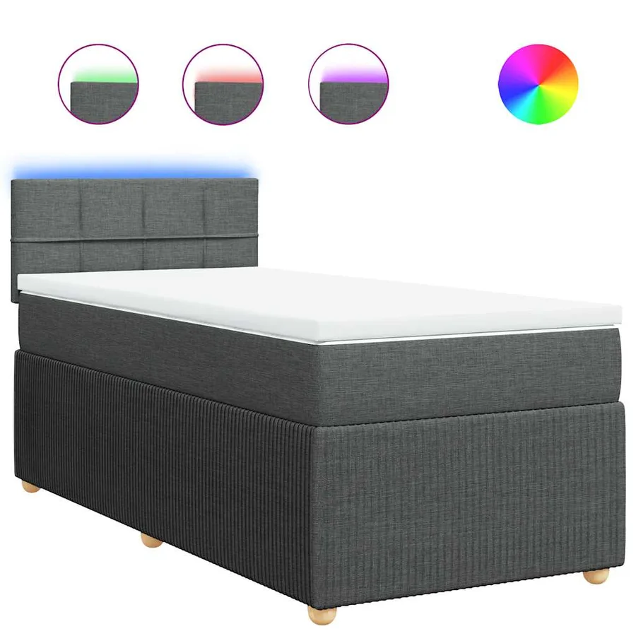 Sommier à lattes de lit avec matelas Gris foncé 80x200 cm Tissu - 2