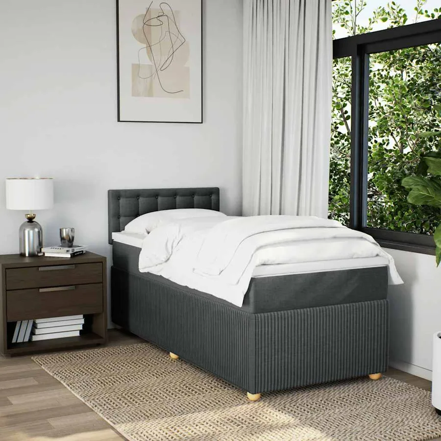 Sommier à lattes de lit avec matelas Gris foncé 80x200 cm Tissu - 3