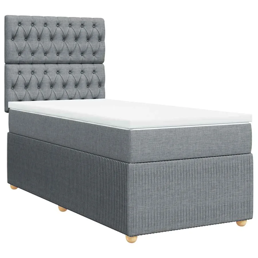 Sommier à lattes de lit avec matelas gris clair 80x200 cm tissu - 2