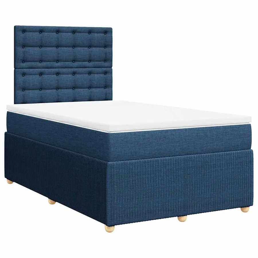 Sommier à lattes de lit avec matelas bleu 120x190 cm tissu - 3