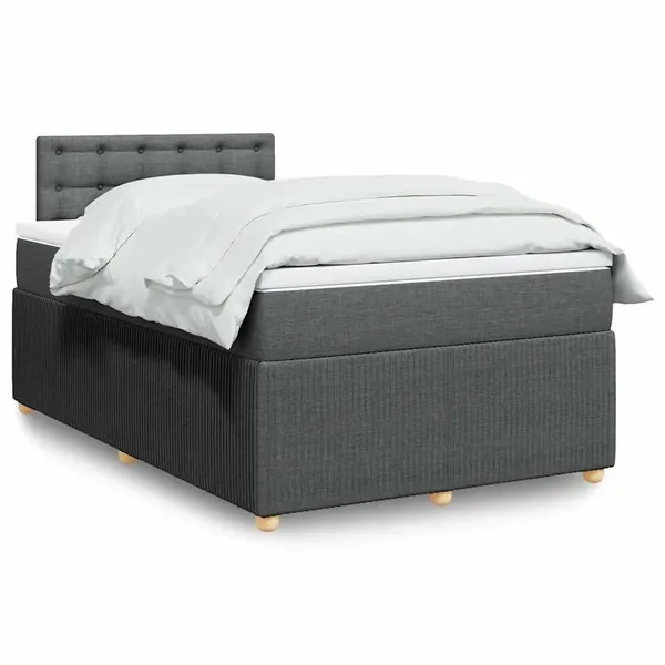 Sommier à lattes de lit avec matelas gris foncé 120x190cm tissu
