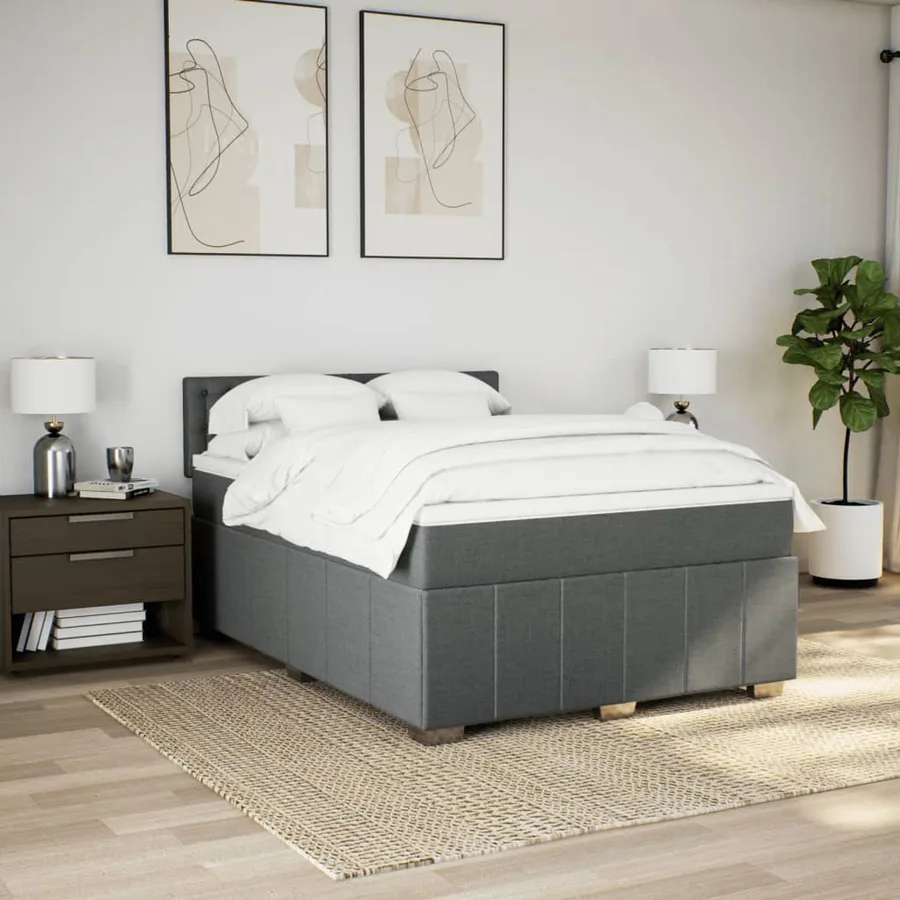 Sommier à lattes de lit avec matelas Gris foncé 160x200cm Tissu - 4
