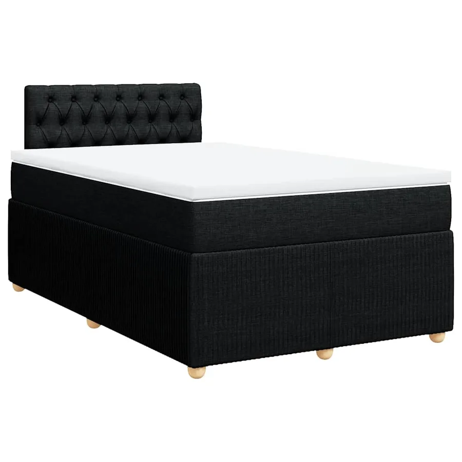 Sommier à lattes de lit avec matelas noir 120x190 cm tissu - 2
