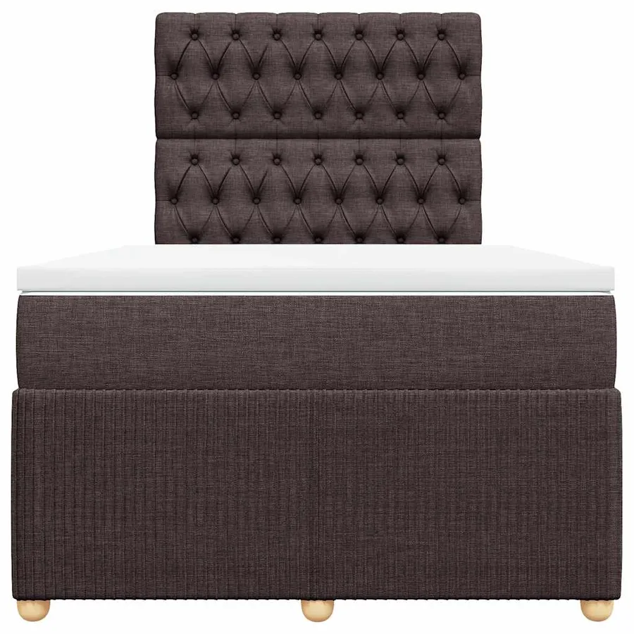 Sommier à lattes de lit et matelas marron foncé 120x190cm tissu - 4