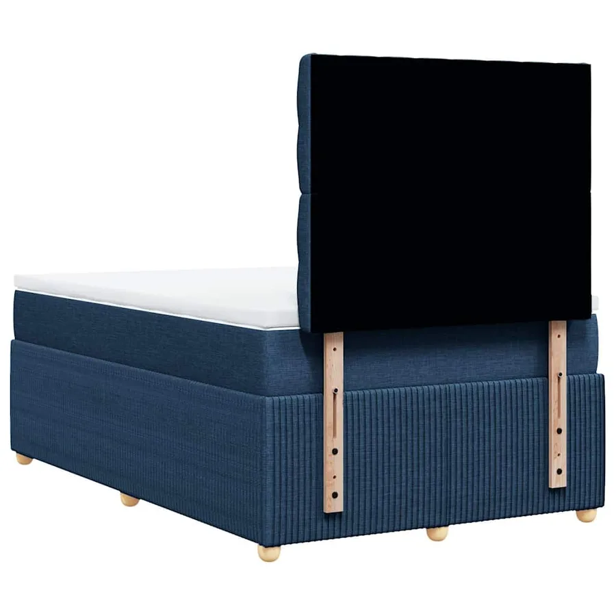 Sommier à lattes de lit avec matelas bleu 120x190 cm tissu - 8