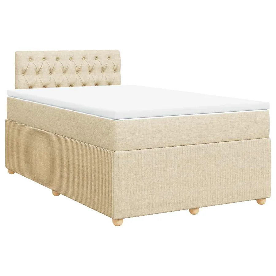 Sommier à lattes de lit avec matelas crème 120x190 cm tissu - 3