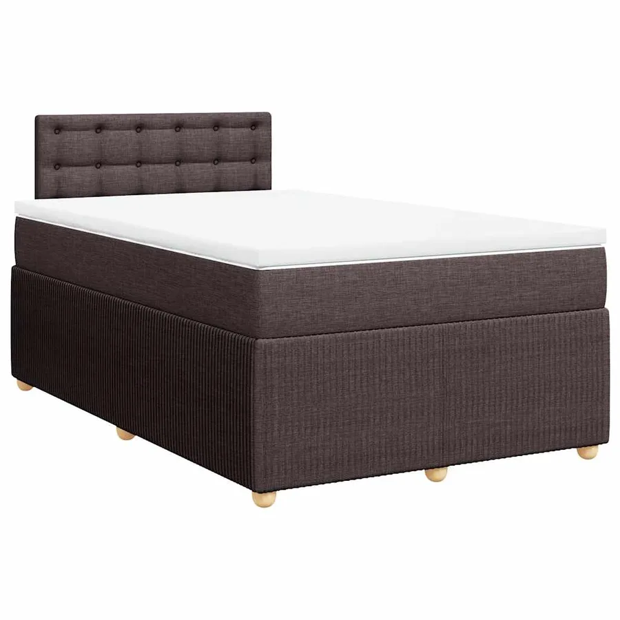 Sommier à lattes de lit et matelas marron foncé 120x190cm tissu - 2