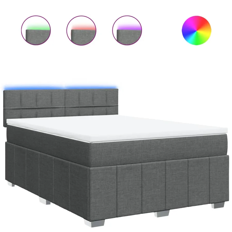 Sommier à lattes de lit avec matelas Gris foncé 160x200cm Tissu - 2