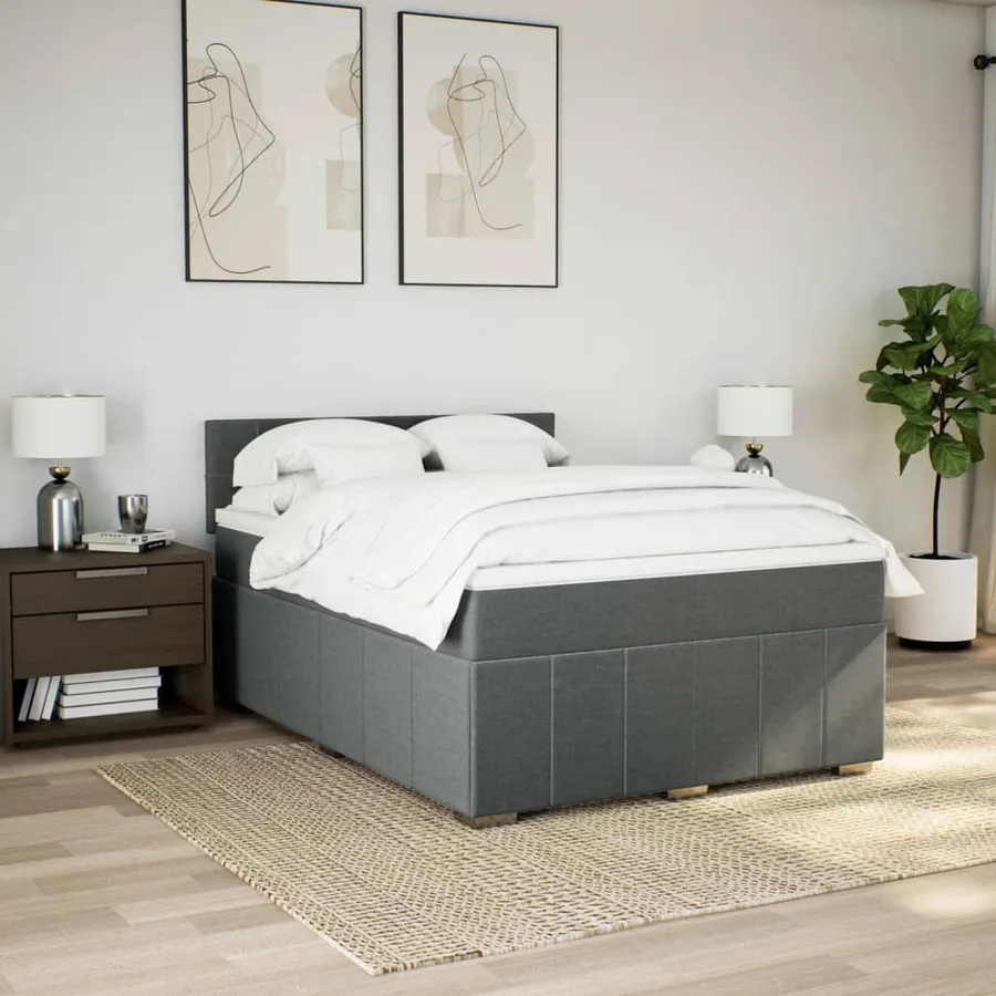 Sommier à lattes de lit avec matelas Gris foncé 160x200cm Tissu - 4