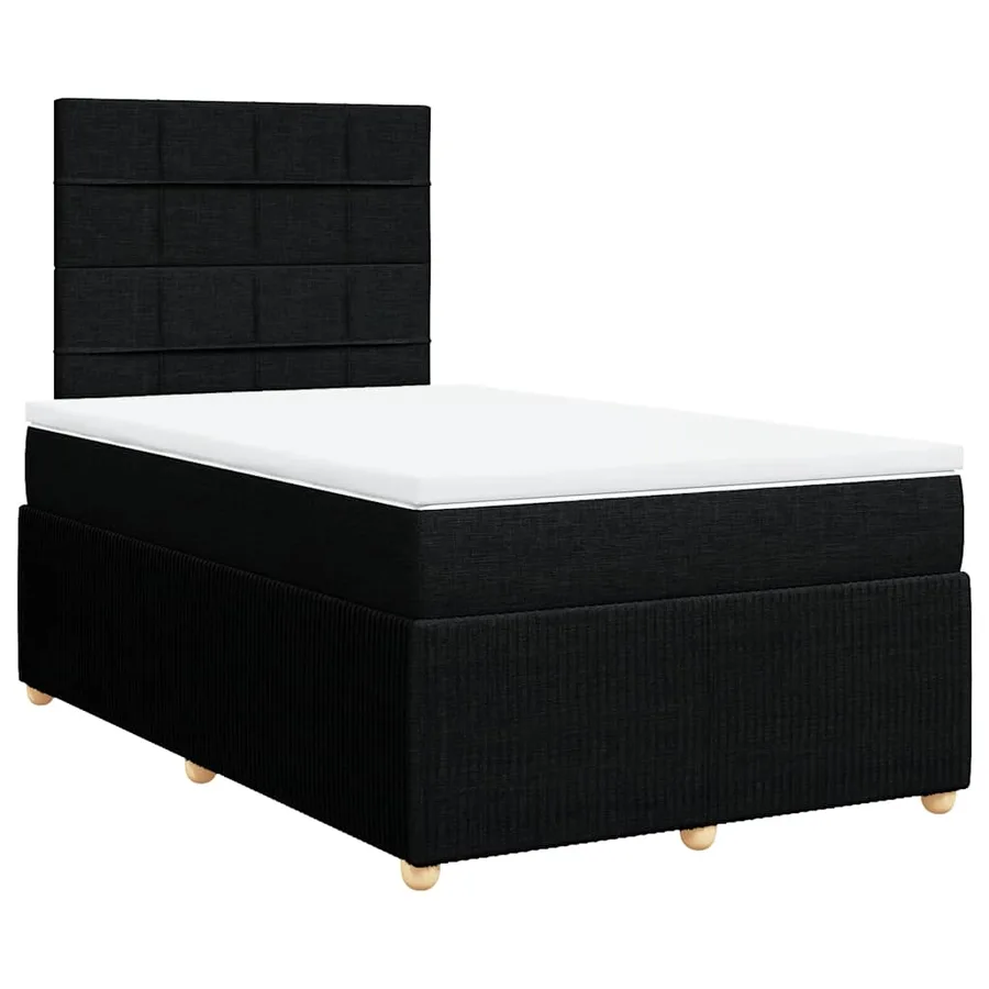 Sommier à lattes de lit avec matelas noir 120x190 cm tissu - 2