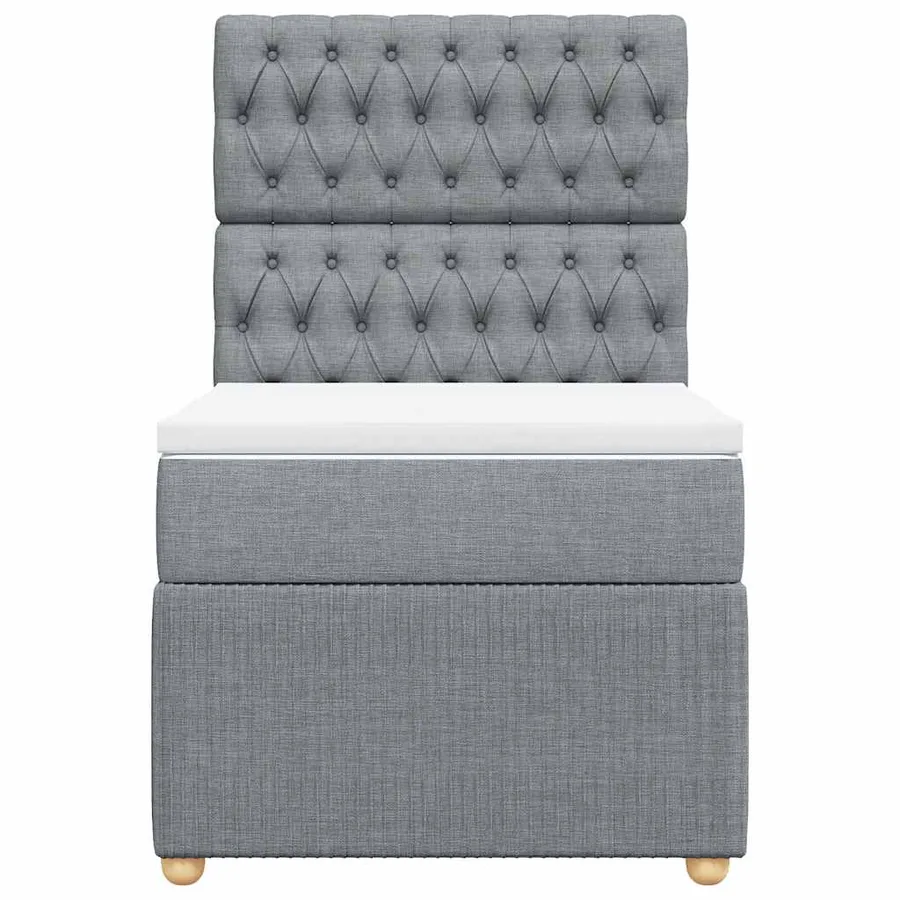 Sommier à lattes de lit avec matelas Gris clair 90x200 cm Tissu - 6