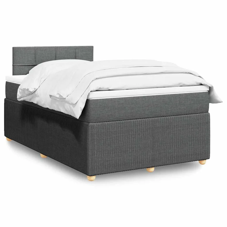 Sommier à lattes de lit avec matelas gris foncé 120x190cm tissu