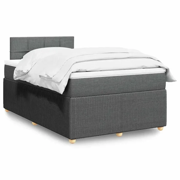 Sommier à lattes de lit avec matelas gris foncé 120x190cm tissu