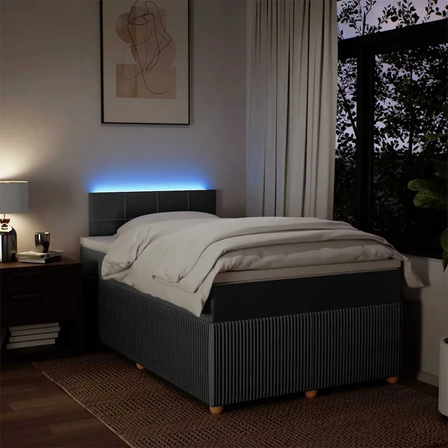 Sommier à lattes de lit avec matelas gris foncé 120x190cm tissu - 5