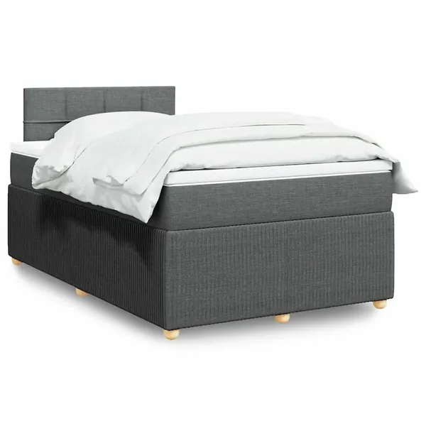 Sommier à lattes de lit avec matelas gris foncé 120x190cm tissu
