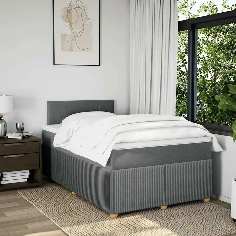 Sommier à lattes de lit avec matelas gris foncé 120x190cm tissu - 3