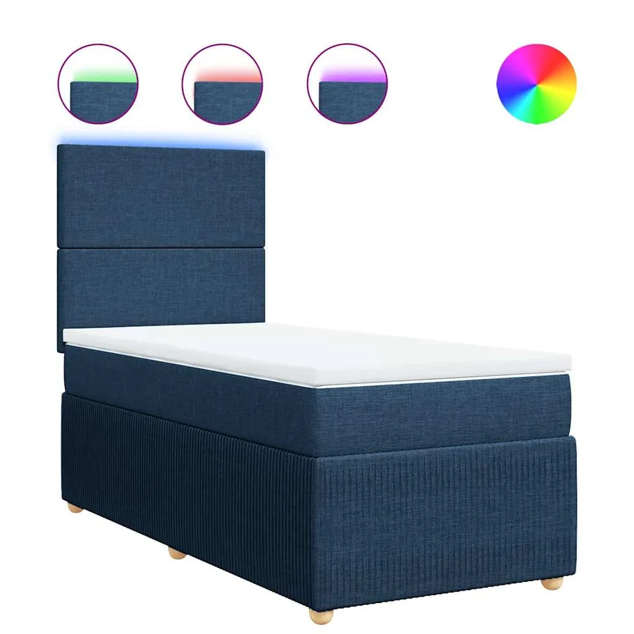 Sommier à lattes de lit avec matelas Bleu 90x200 cm Tissu - 2