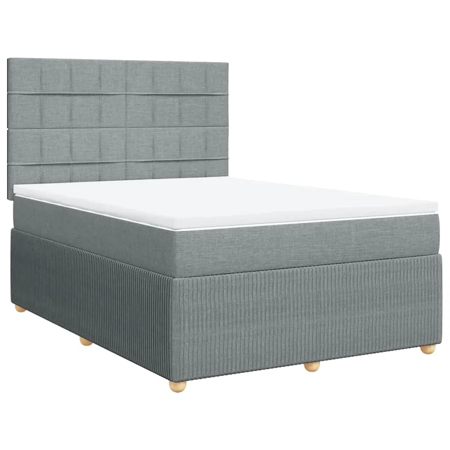 Sommier à lattes de lit avec matelas Gris clair 140x190cm Tissu - 2