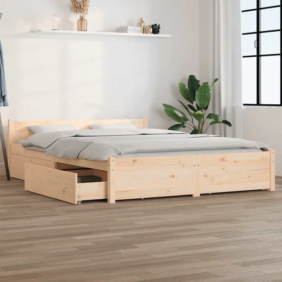 Cadre de lit sans matelas avec tiroirs 140x200 cm