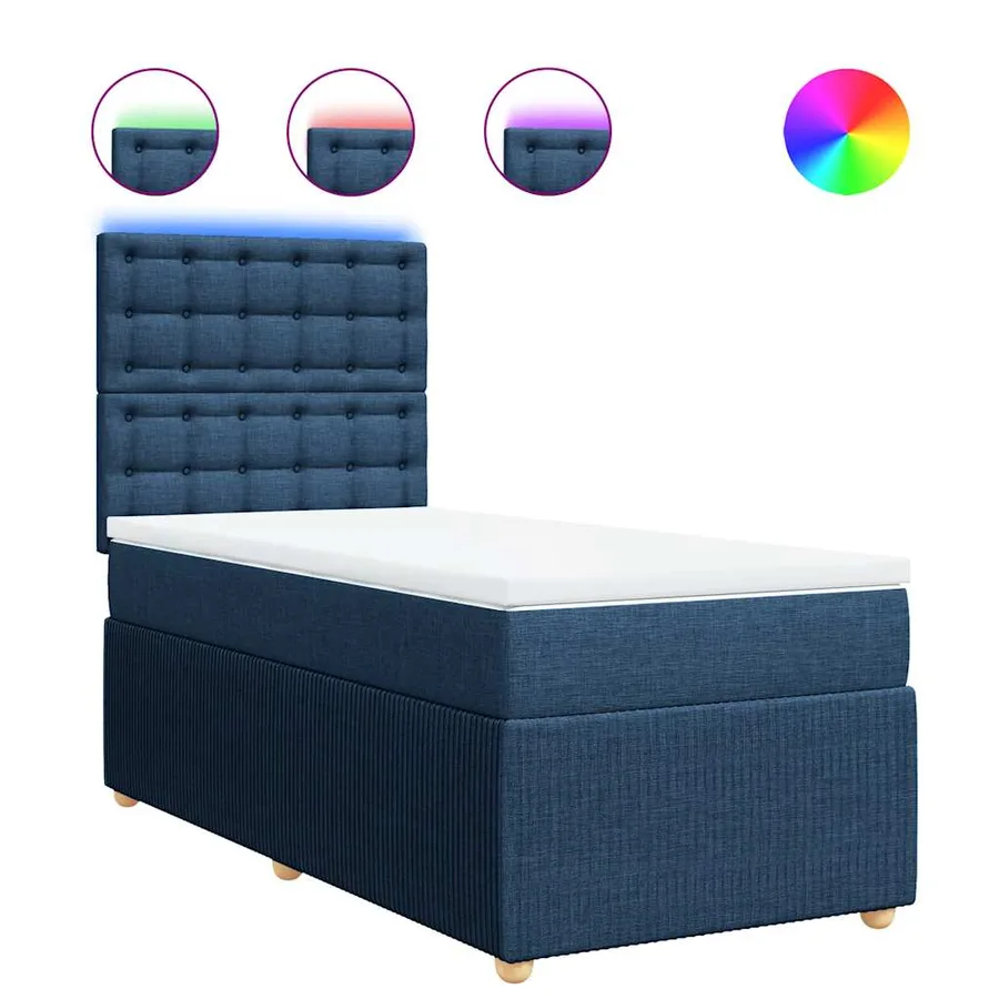 Sommier à lattes de lit avec matelas Bleu 90x200 cm Tissu - 2