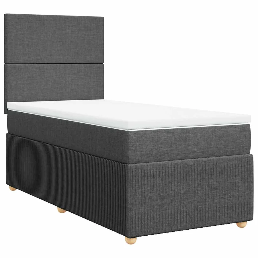 Sommier à lattes de lit avec matelas Gris foncé 90x200 cm Tissu - 3