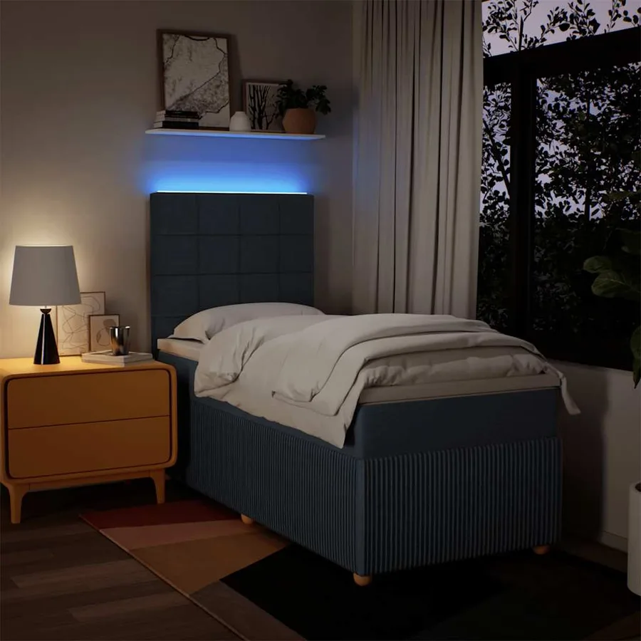 Sommier à lattes de lit avec matelas Bleu 100x200 cm Tissu - 5