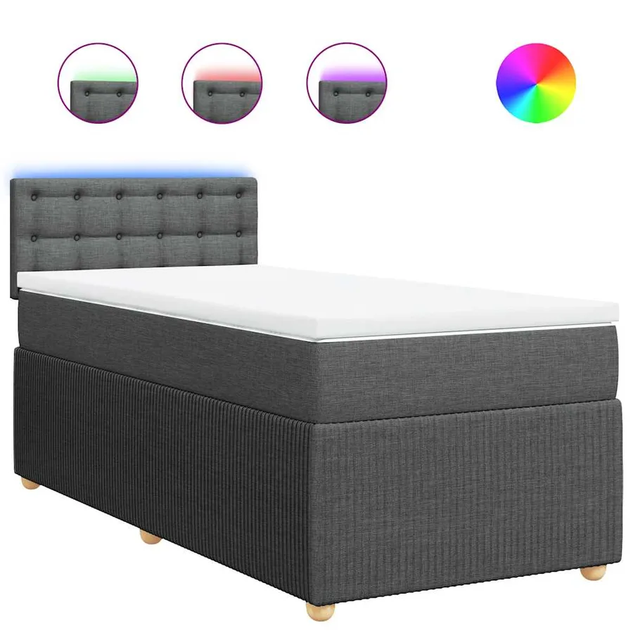 Sommier à lattes de lit avec matelas Gris foncé 100x200cm Tissu - 2