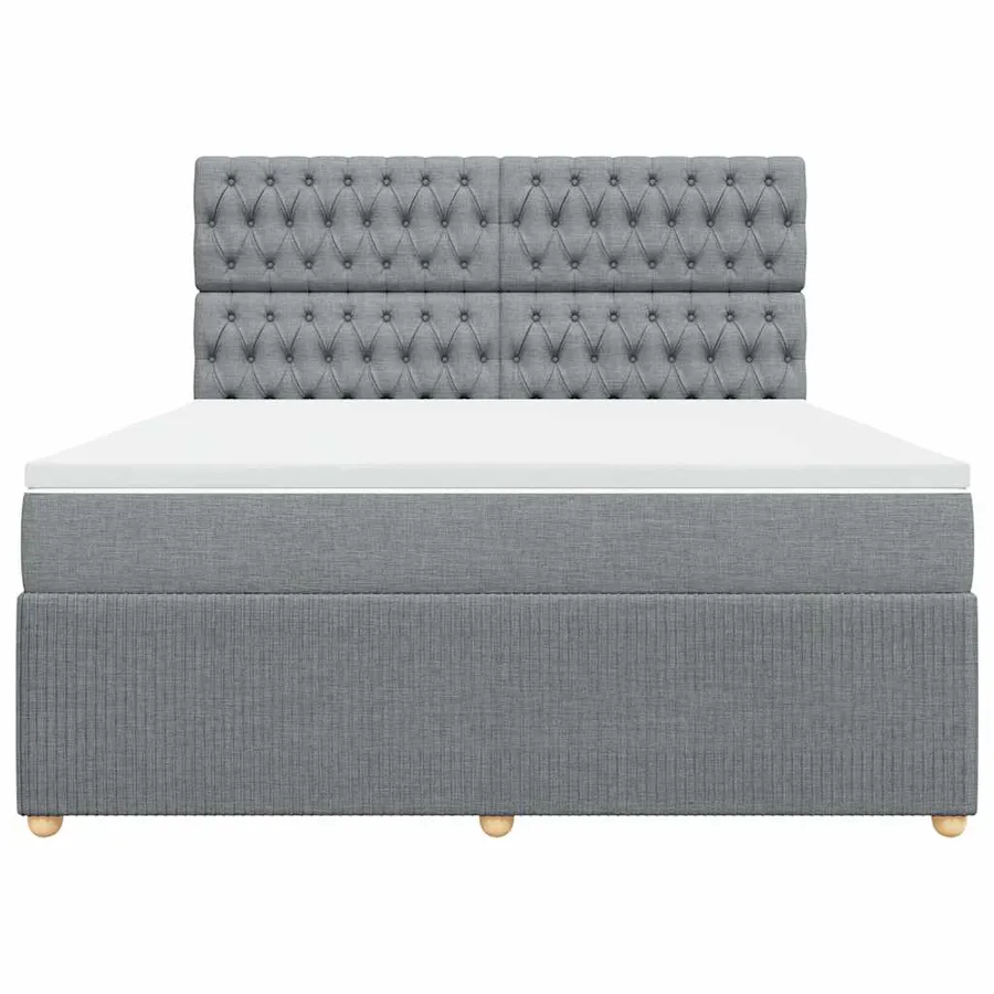 Sommier à lattes de lit avec matelas Gris clair 180x200cm Tissu - 4