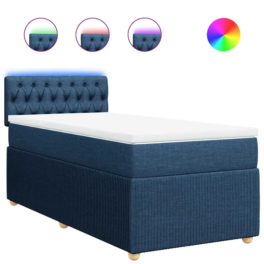 Sommier à lattes de lit avec matelas Bleu 100x200 cm Tissu - 2
