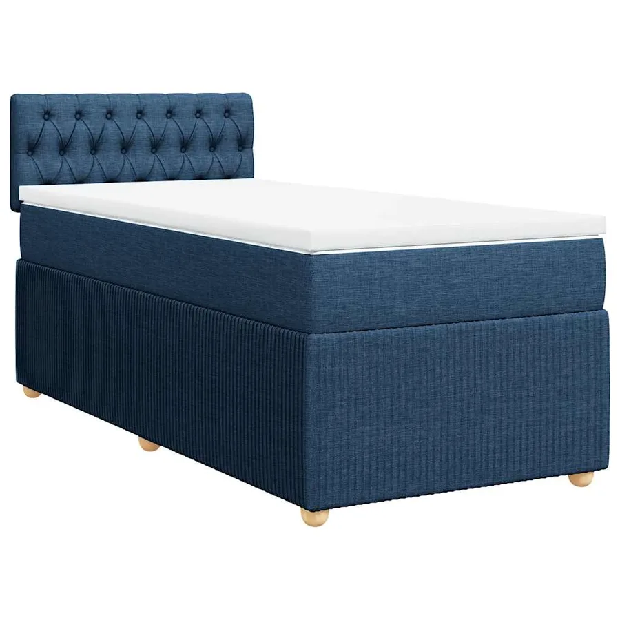 Sommier à lattes de lit avec matelas Bleu 100x200 cm Tissu - 3