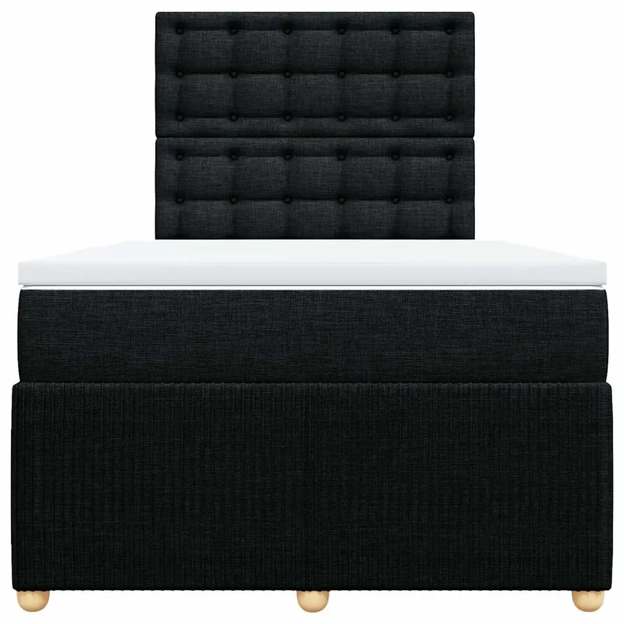 Sommier à lattes de lit avec matelas noir 120x190 cm tissu - 4