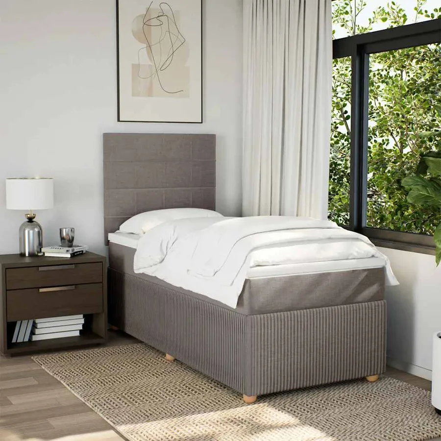 Sommier à lattes de lit avec matelas Taupe 100x200 cm Tissu - 4