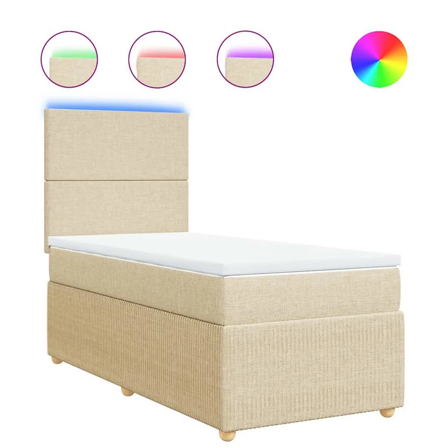 Sommier à lattes de lit avec matelas Crème 100x200 cm Tissu - 2