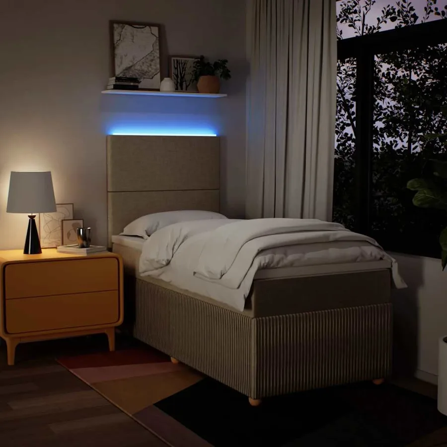 Sommier à lattes de lit avec matelas Crème 100x200 cm Tissu - 5