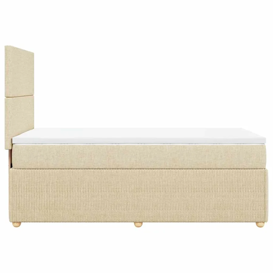 Sommier à lattes de lit avec matelas Crème 100x200 cm Tissu - 7