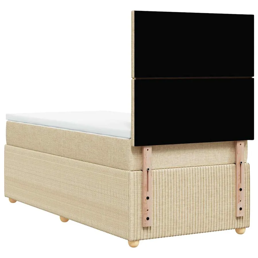 Sommier à lattes de lit avec matelas Crème 100x200 cm Tissu - 8