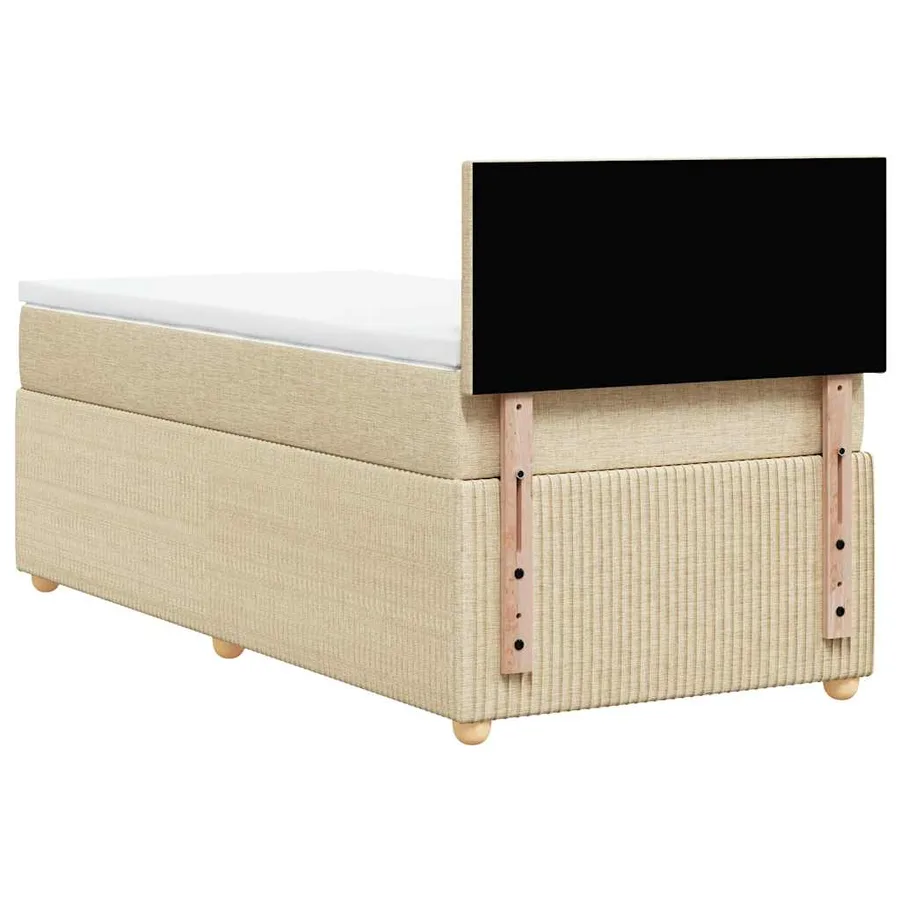 Sommier à lattes de lit avec matelas Crème 90x200 cm Tissu - 8