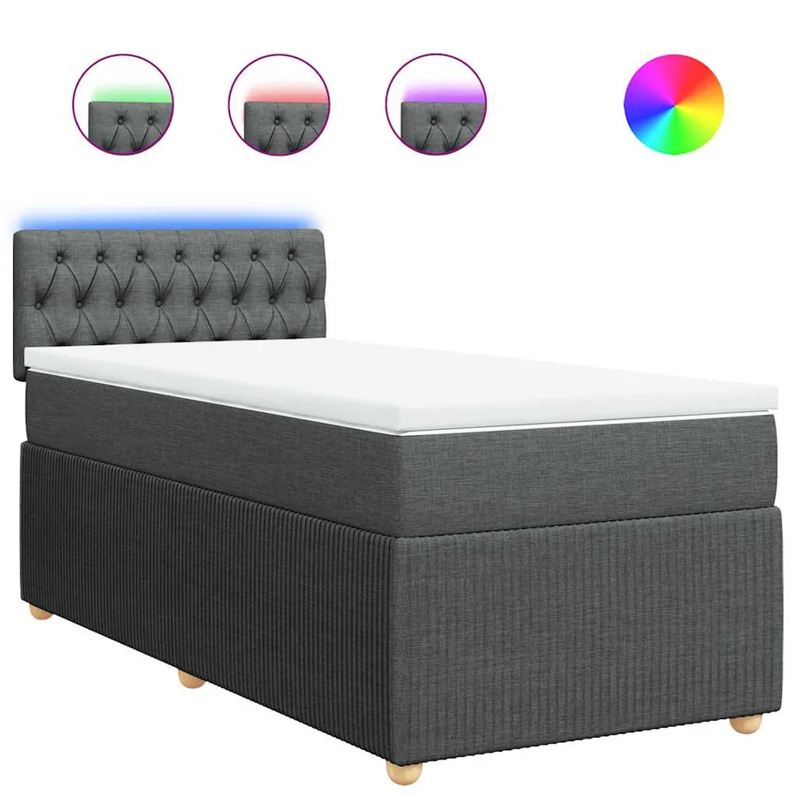 Sommier à lattes de lit avec matelas Gris foncé 100x200cm Tissu - 2